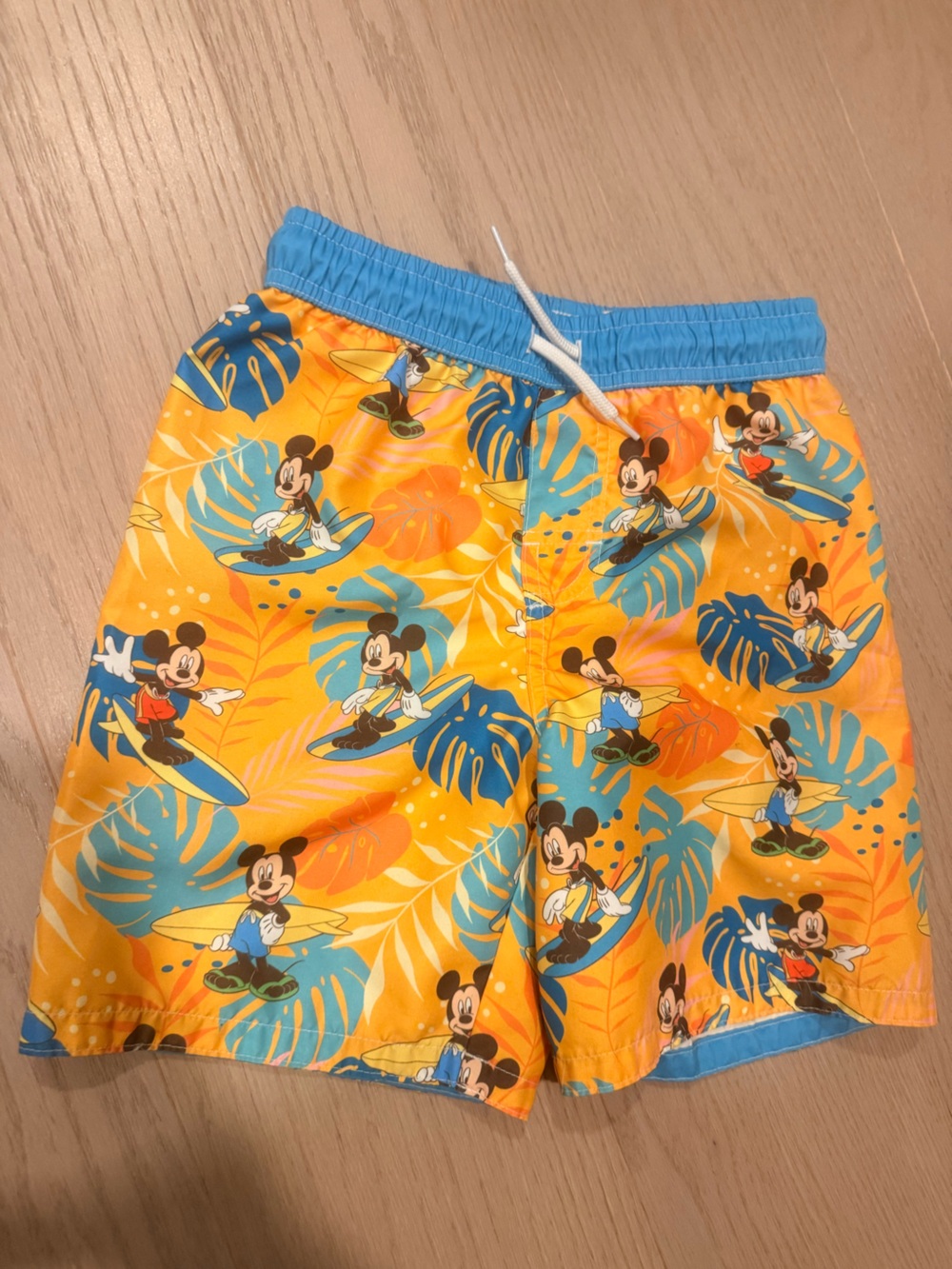 Disney Mickey Mouse Orange Surf Print Kids Swim Trunks
